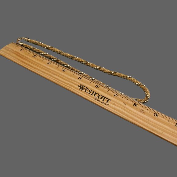 Avon Twisted Gold Chain Necklace with Gold Beads, Vintage Jewelry - Picture 6 of 6